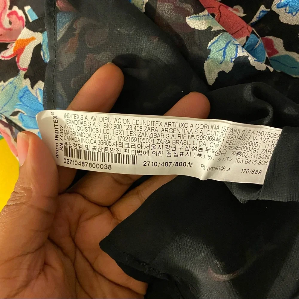 26-ZARA Еrafaluc black floral print dress size medium - Picture 4 of 7